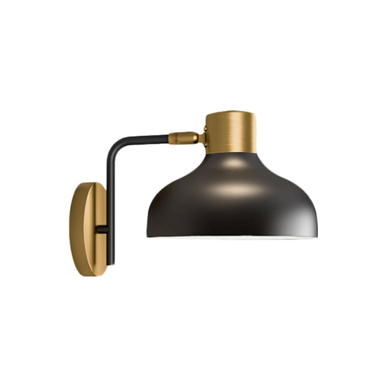 Industrial Metal Barn Sconce Lamp: Black Bedside Wall Mount With Plug-In Cord