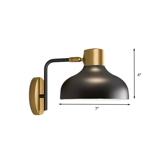 Industrial Metal Barn Sconce Lamp: Black Bedside Wall Mount With Plug-In Cord