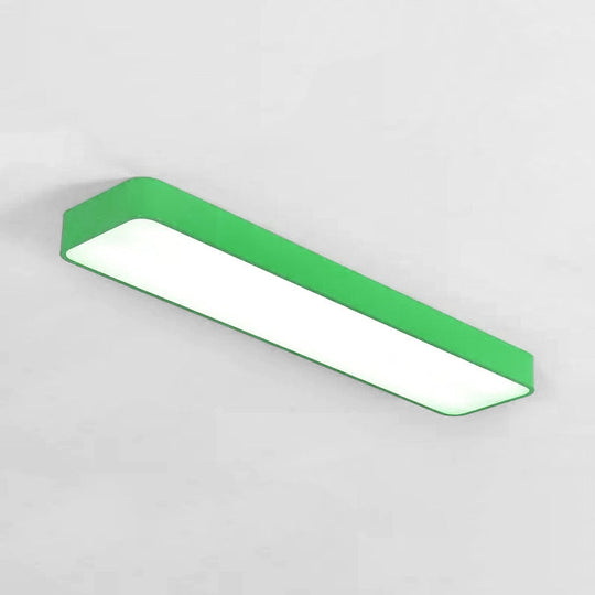 Candy Colored Led Ceiling Lamp For Baby And Kids Bedroom - Acrylic Linear Mount Green