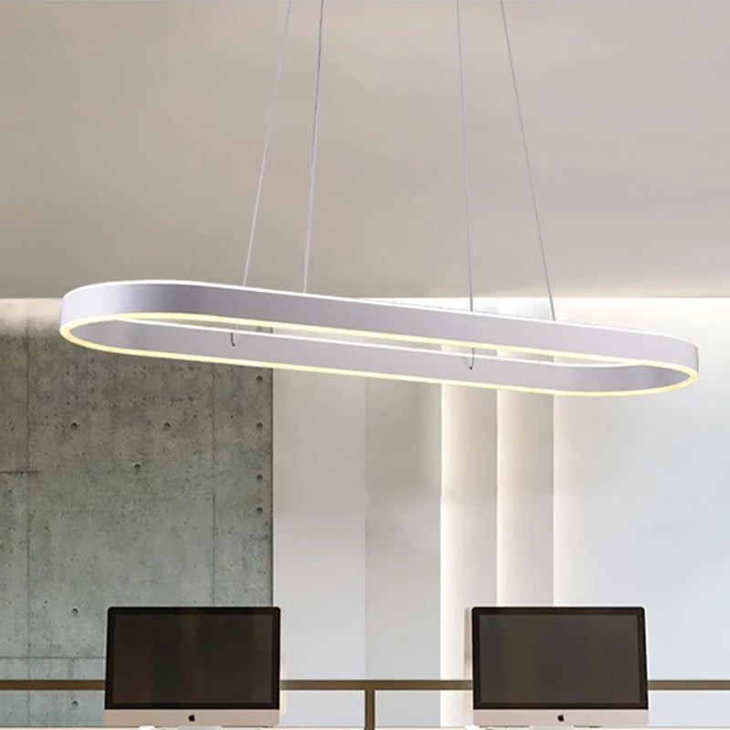 Minimalist Oval Led Ceiling Light In Gold/White - 31.5/39/47 Width Warm/White For Island