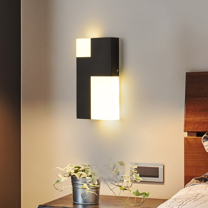 Modern Led Acrylic Wall Sconce Light - White/Black Rectangular Minimalist Lamp For Bedside