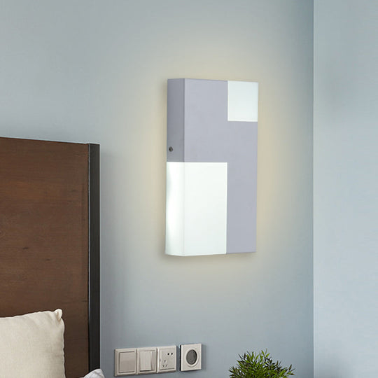 Modern Led Acrylic Wall Sconce Light - White/Black Rectangular Minimalist Lamp For Bedside