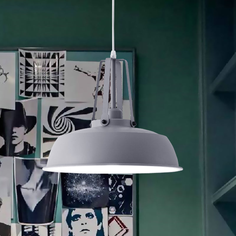 Nordic Stylish Metal Barn Shade Pendant Light - Black/Blue Living Room Ceiling Fixture Grey