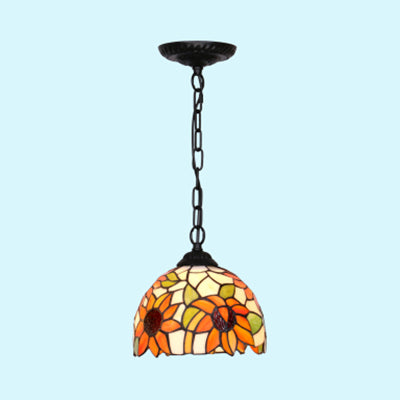 Stunning Tiffany Black/Blue Living Room Ceiling Light - Elegant Suspended Lighting Fixture With