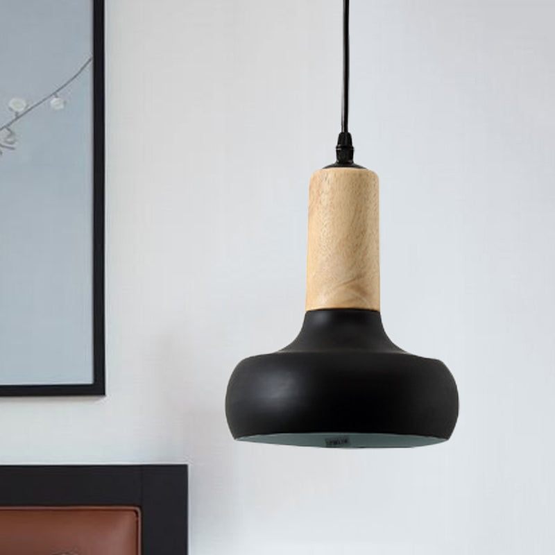 Nordic Style Iron Urn Pendant: Suspended 1-Light Ceiling Fixture Black Finish