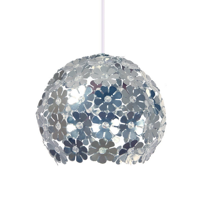 Modernist Silver/Purple/Gold Domed Pendant Ceiling Lamp With Flower Aluminium Shade
