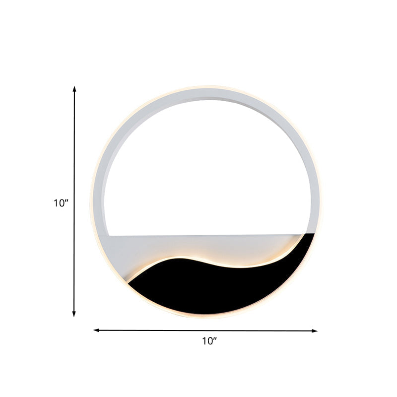 Minimalist Acrylic Ring Sconce Light Fixture - White/Black Led Wall Mounted Lamp