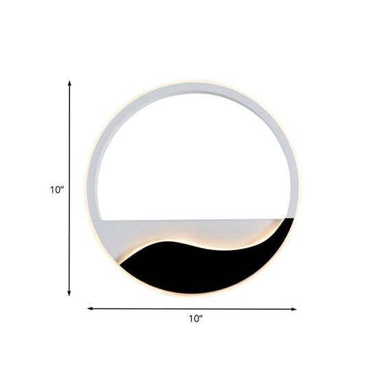 Minimalist Acrylic Ring Sconce Light Fixture - White/Black Led Wall Mounted Lamp