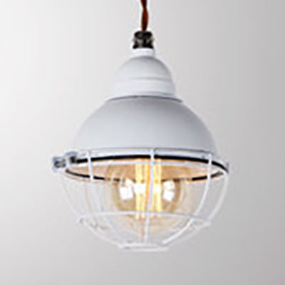 Farmhouse Metal Pendant Light With Double Bubble Design - Black/White Indoor Ceiling Fixture White