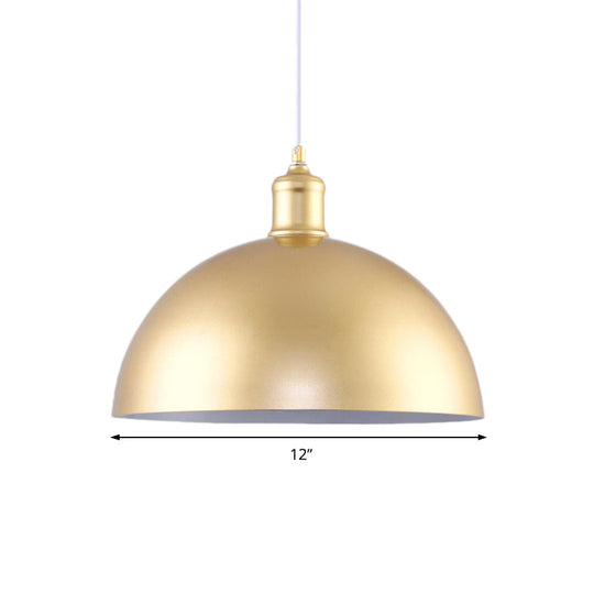 Gold Metallic Height Adjustable Dome Pendant Light For Bedroom