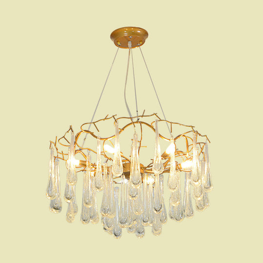 Modern Cascade Clear Bubble Crystal Chandelier With 6 Lights And Iron Arm Suspension