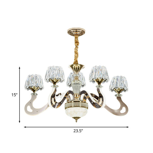 Modernist Conical Clear Crystal Hanging Light Kit - 3/5 Head Led Chandelier Pendant Lamp For Bedroom