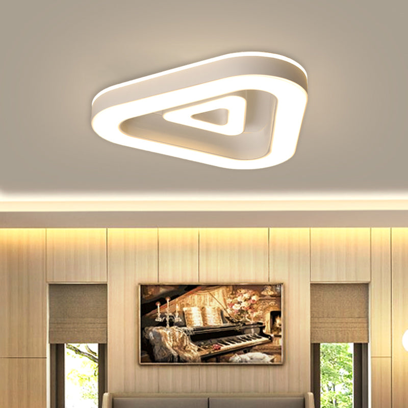 Contemporary Triangular Flush Mount Led Ceiling Light - 18/21.5 Wide Black/White Ideal For Bedrooms