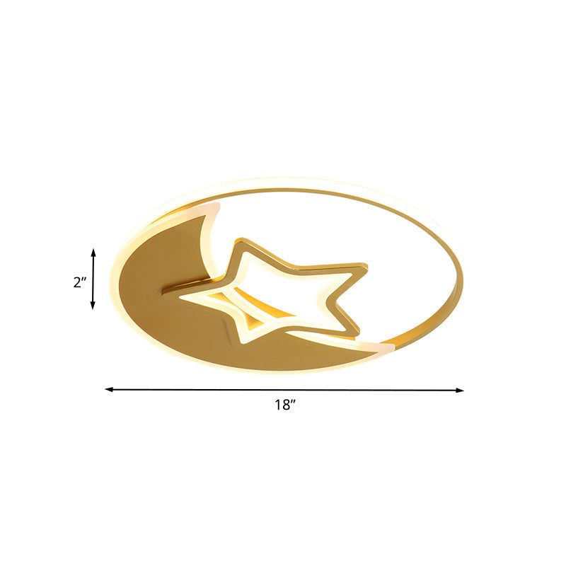 Contemporary Gold Led Ceiling Lamp With Star/Loving Heart Acrylic Shade - Flush Mount Fixture For