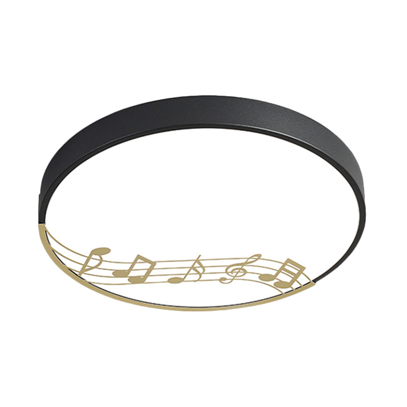 Black/White Macaron Disc Led Ceiling Flushmount Light With Rhythm Pattern - Sleek & Stylish