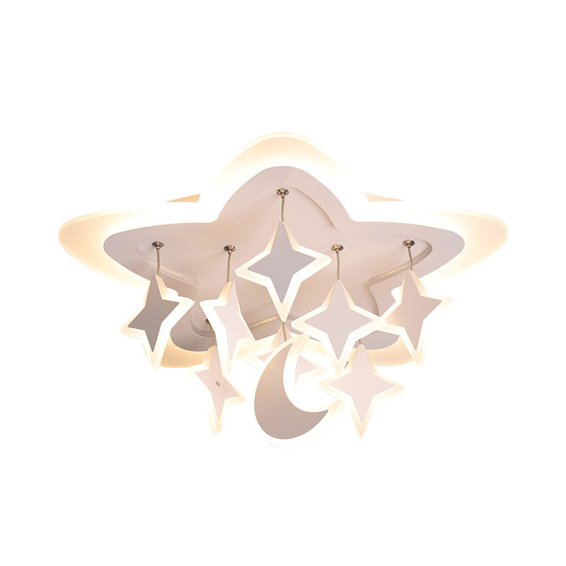 Starry Kids Room Led Ceiling Light With Acrylic Cartoon Design In Warm/White – Flush Mount Lamp