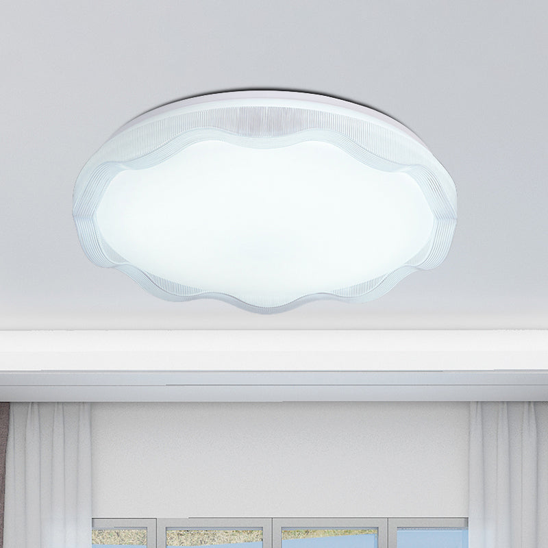 16/19.5 Simple Style Scalloped Ceiling Lamp With Acrylic Diffuser - White/Blue/Gold Flush Light