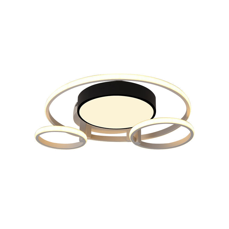 Modern Circular Acrylic Flush Ceiling Light: Stylish Black Finish 2/3 Lights Mount Fixture For