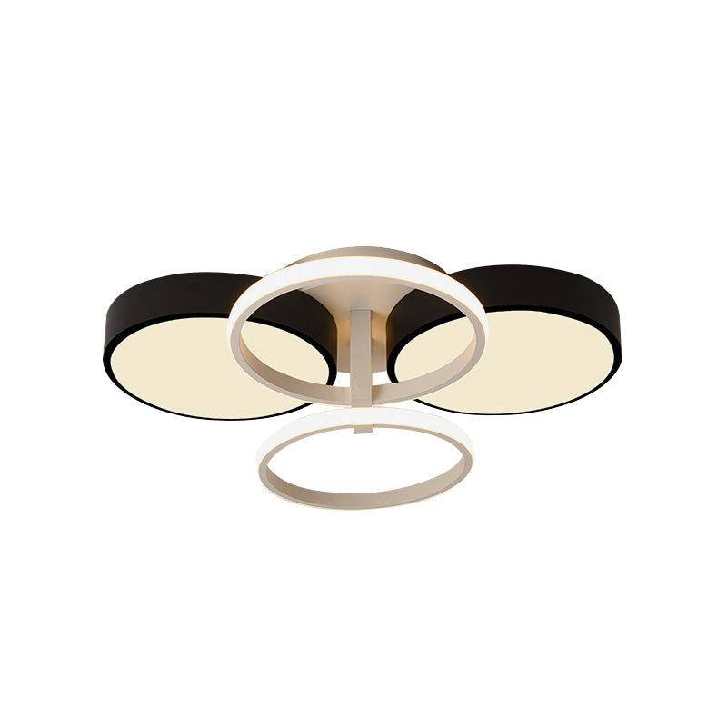 Modern Circular Acrylic Flush Ceiling Light: Stylish Black Finish 2/3 Lights Mount Fixture For