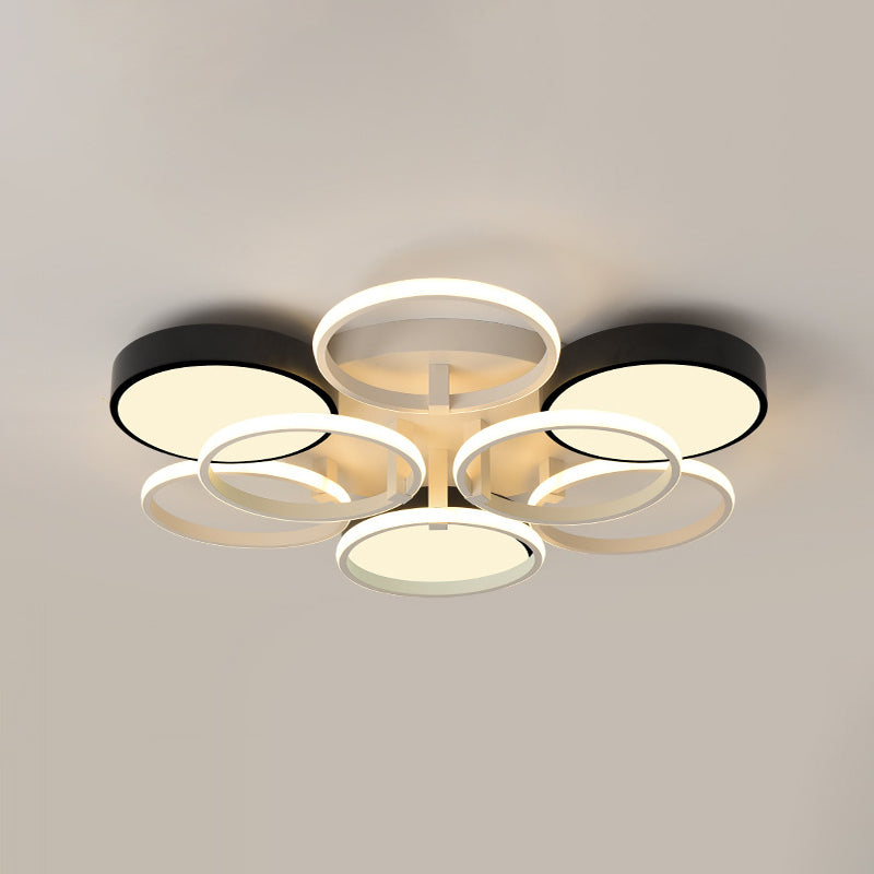 Modern Circular Acrylic Flush Ceiling Light: Stylish Black Finish 2/3 Lights Mount Fixture For