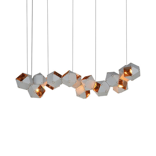 Modern Black/White Multifaceted Metal Chandelier Light - 8/12 Heads Perfect For Dining Rooms And