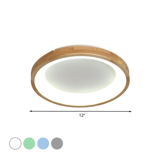 12/16/19.5 Nordic Wood & Acrylic Circular Led Flush-Mount Light - Unique Hallway Ceiling Fixture