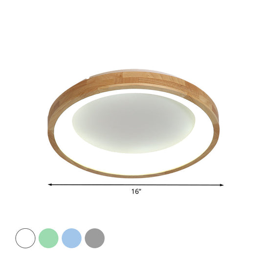 12’/16’/19.5’ Nordic Wood & Acrylic Circular Led Flush - Mount Light - Unique Hallway Ceiling