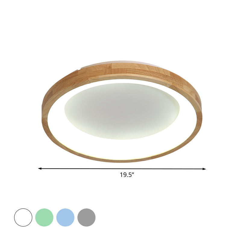 12/16/19.5 Nordic Wood & Acrylic Circular Led Flush-Mount Light - Unique Hallway Ceiling Fixture