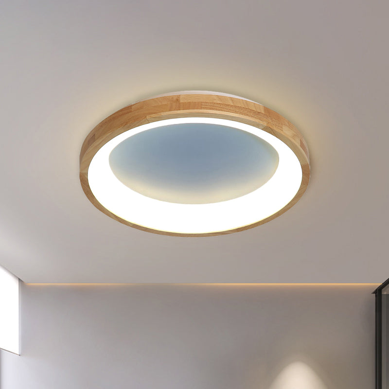 12/16/19.5 Nordic Wood & Acrylic Circular Led Flush-Mount Light - Unique Hallway Ceiling Fixture