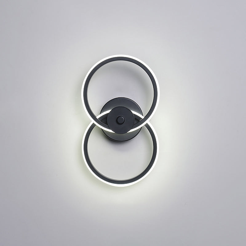 Minimalist Flush Mount Wall Sconce: Ring Acrylic Led Light In Warm/White Black / White