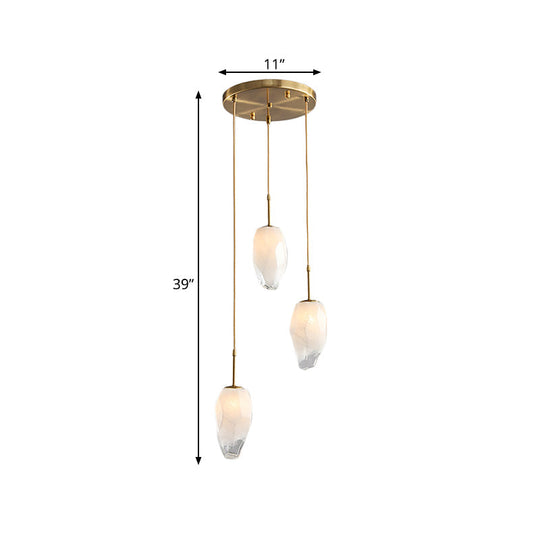 Modern Gold Cluster Pendant With Frosted White Glass - Stone Dining Table Suspension Lighting