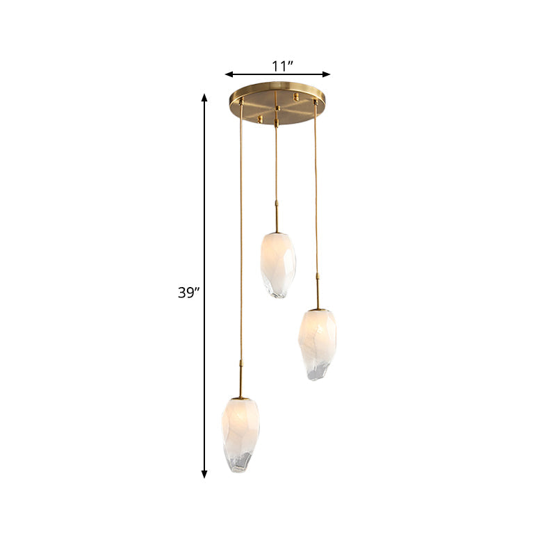 Modern Cluster Pendant With Frosted White Glass And Gold Finish For Stone Dining Tables