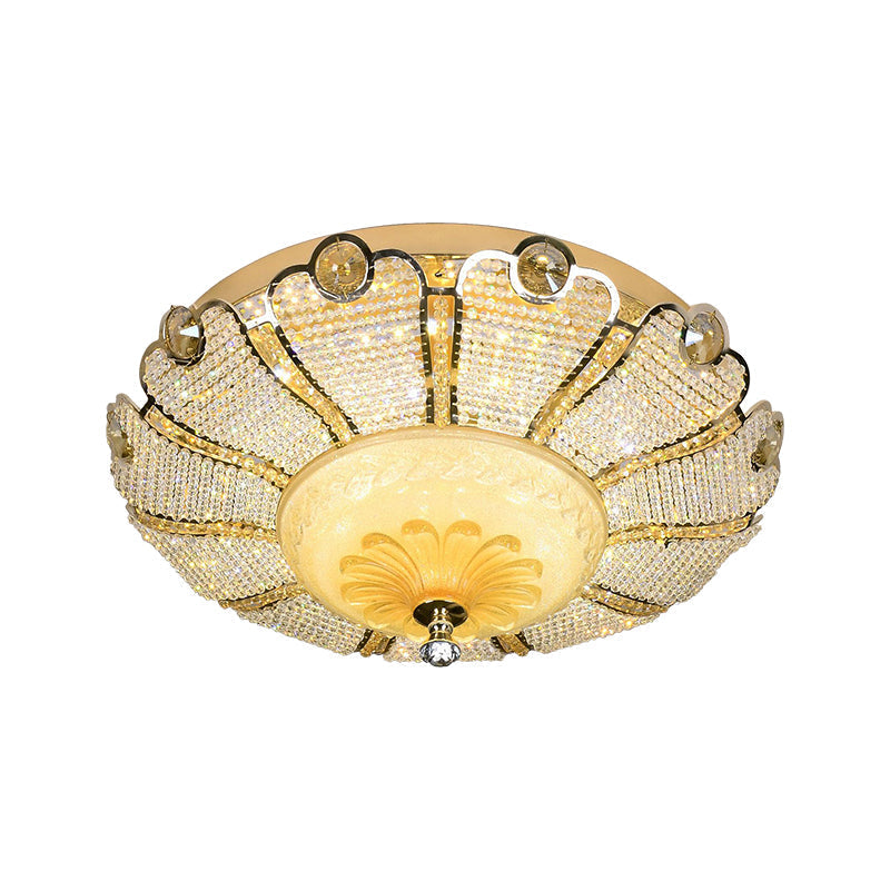 16’/19.5’ W Led Modern Scalloped Crystal Flush Mount Spotlight In Gold