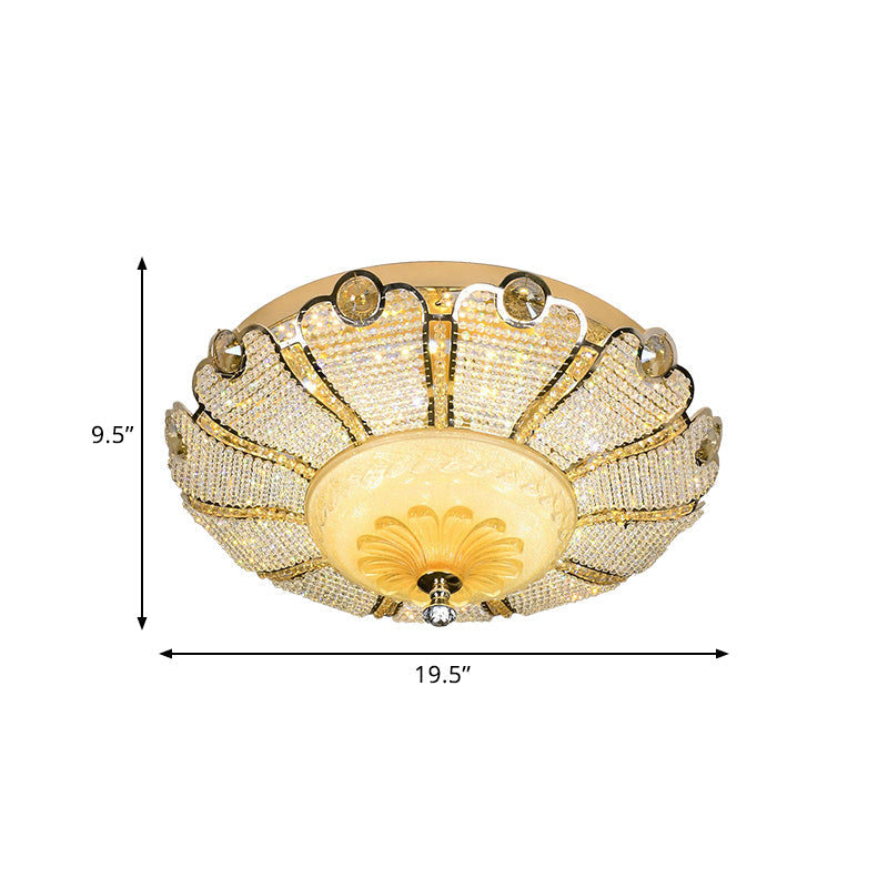 16’/19.5’ W Led Modern Scalloped Crystal Flush Mount Spotlight In Gold