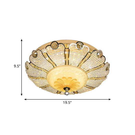 16’/19.5’ W Led Modern Scalloped Crystal Flush Mount Spotlight In Gold