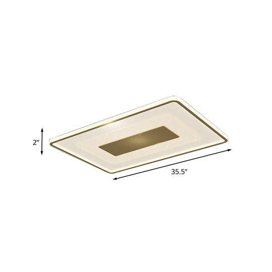 16’ Modern Acrylic Led Flush Light Square/Rectangle Gold Finish – White/Warm For Living Room