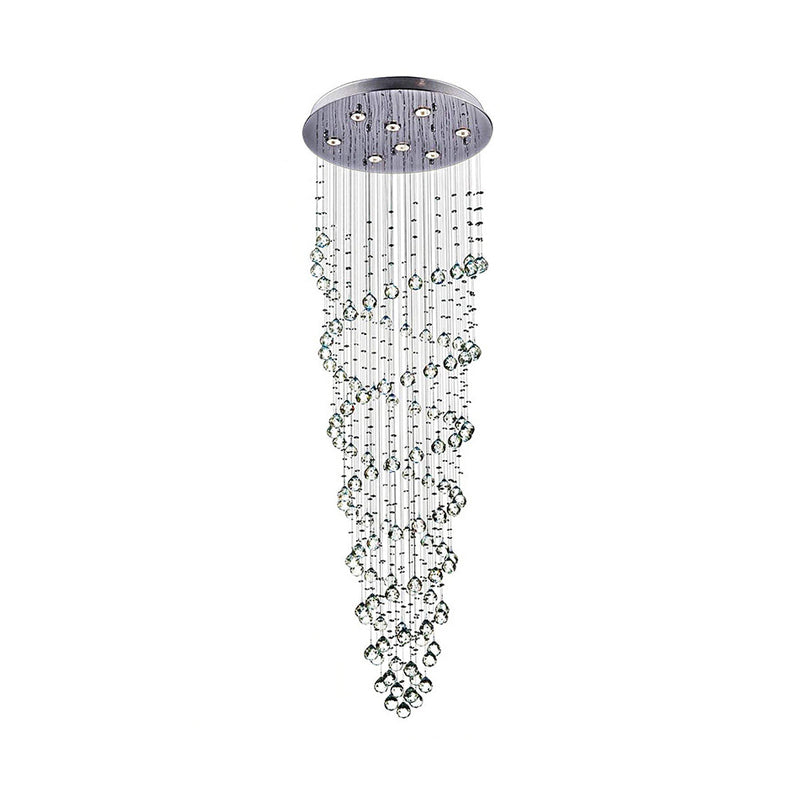 Modern Crystal Beaded Flush Mount Chandelier With 8 Lights In Chrome Finish