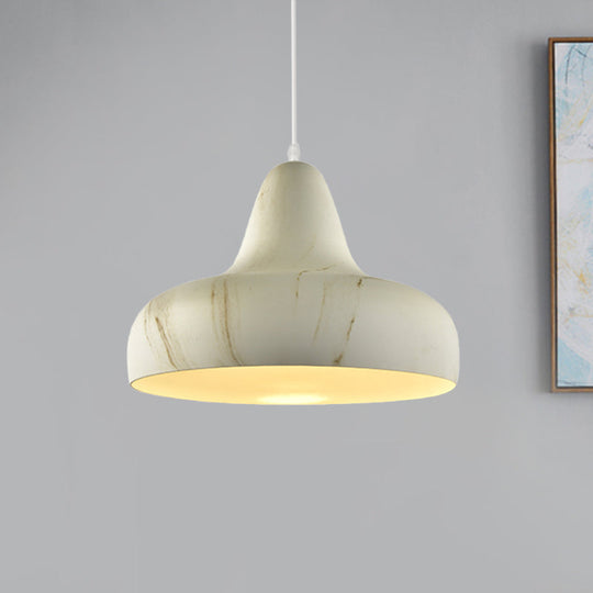 1-Light Aluminum Drop Pendant In White/Coffee/Wood - Hanging Light Fixture For Dining Room White