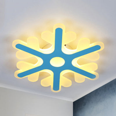 Acrylic Snowflake Flush Mount Ceiling Light For Kids’ Bedroom Blue / 16’