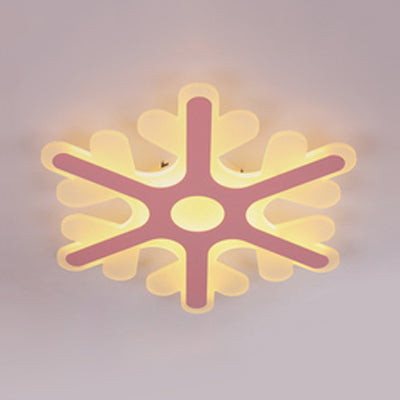 Acrylic Snowflake Flush Mount Ceiling Light For Kids’ Bedroom Pink / 16’