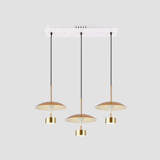 Modern Gold Dome 3-Light Pendant With Metallic Led Ceiling Fixture