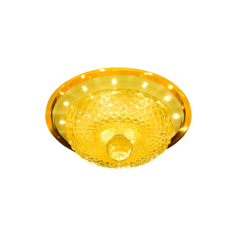 Modern Prismatic Crystal Led Flush Ceiling Light Fixture - Tan/Silver Bowl Design