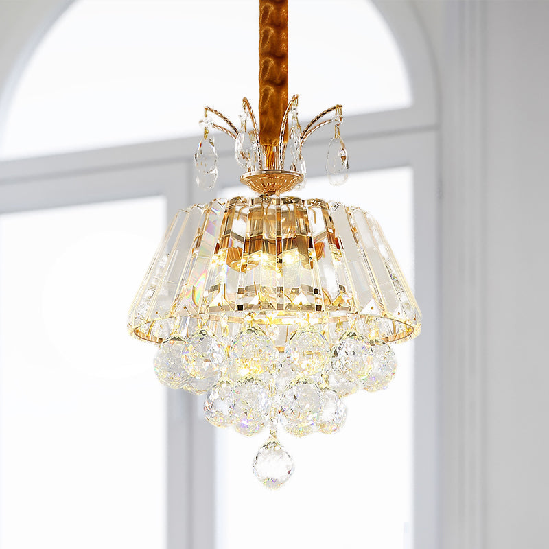 Modern Led Pendant Chandelier With Clear Crystal Shade - Elegant Dining Room Ceiling Light