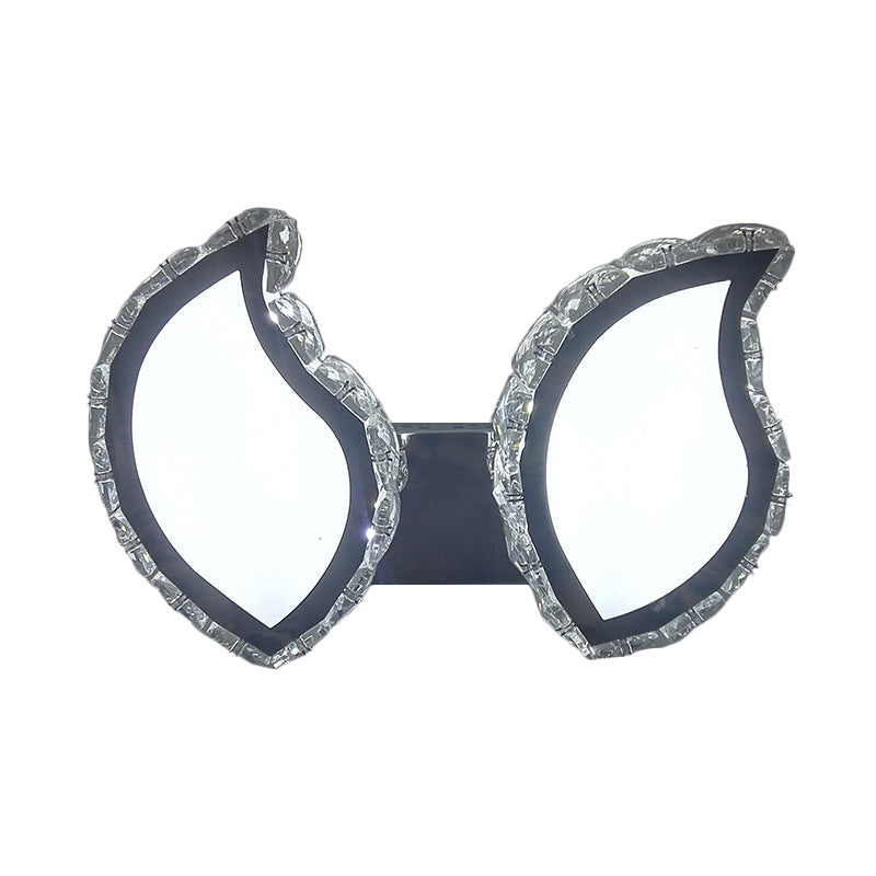 Modern Chrome Wall Sconce With Clear Crystal Led For Leaf Bedroom