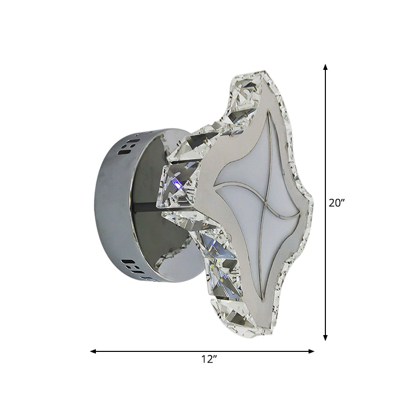 Contemporary Led Crystal Wall Light Fixture: Chrome Finish. Perfect Windmill Sconce For Living Room