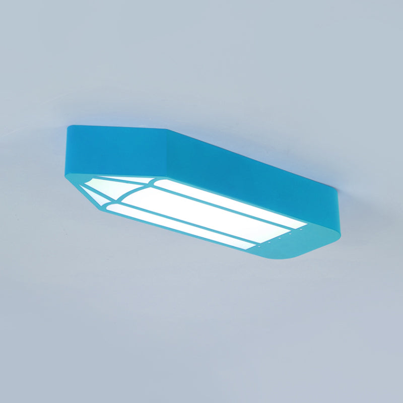 Kids Style Led Flush Mount Ceiling Light For Nursery School - Red/Blue/Green Pencil Design