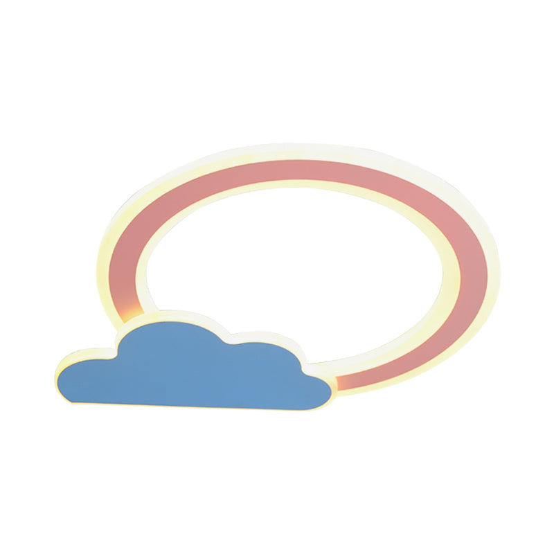 Cloud And Loop Flushmount Lamp For Kids Room – Blue/Pink Finish Minimalist Led Acrylic Lighting