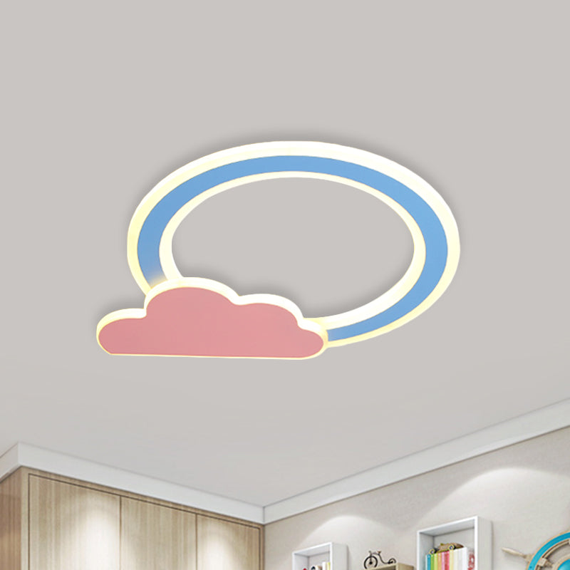 Cloud And Loop Flushmount Lamp For Kids Room – Blue/Pink Finish Minimalist Led Acrylic Lighting