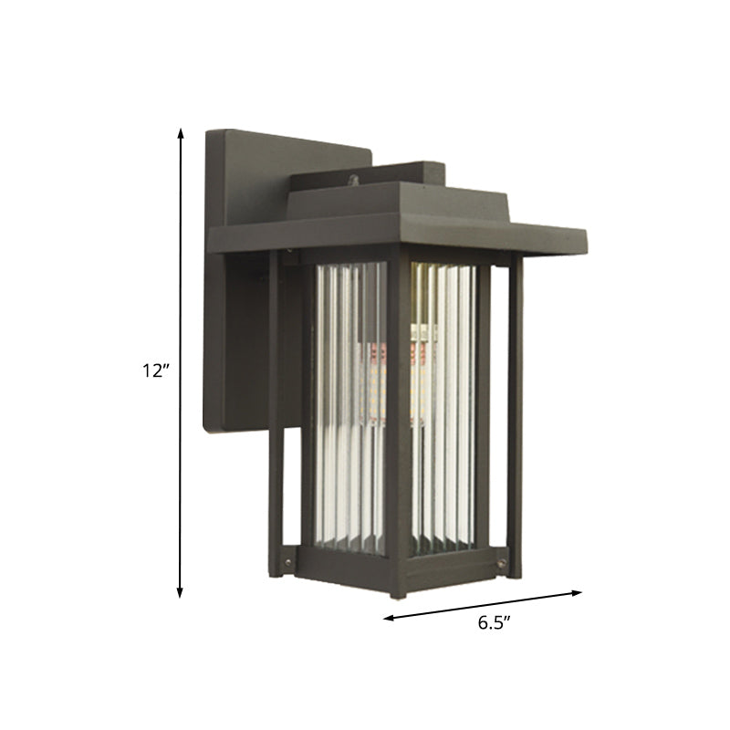 Black Prismatic Glass Single Head Wall Sconce Lantern For Outdoor - Countryside Style