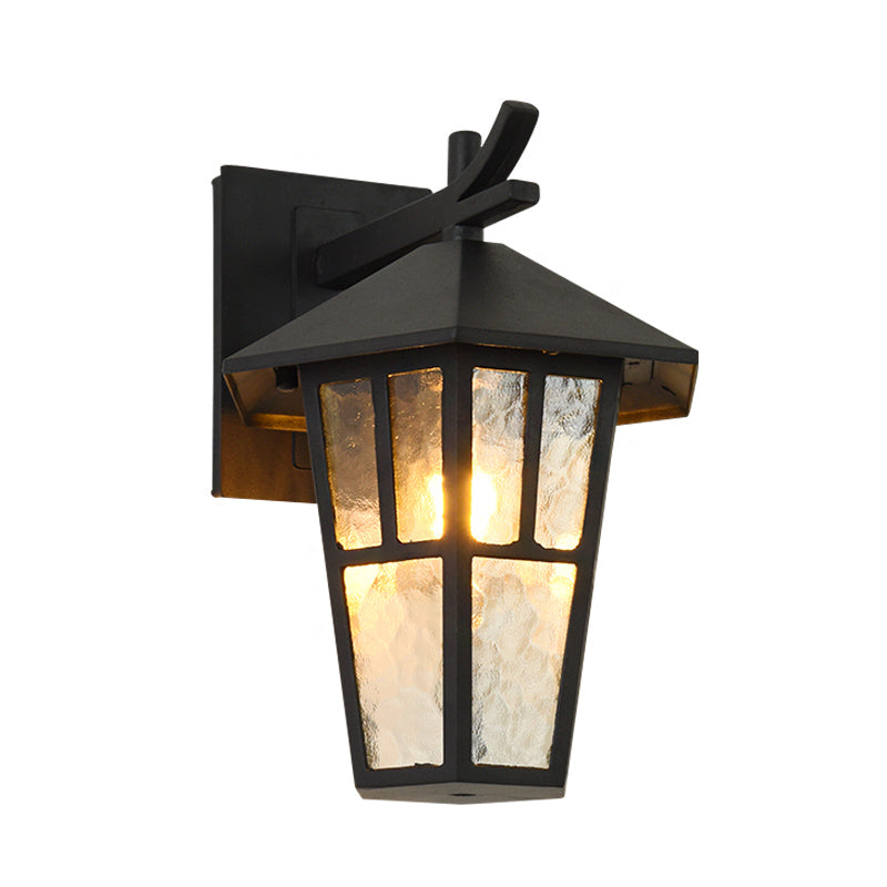 Vintage Birdcage Wall Sconce - Elegant Outdoor Bronze/Black Lamp With Clear Water Glass Single Light